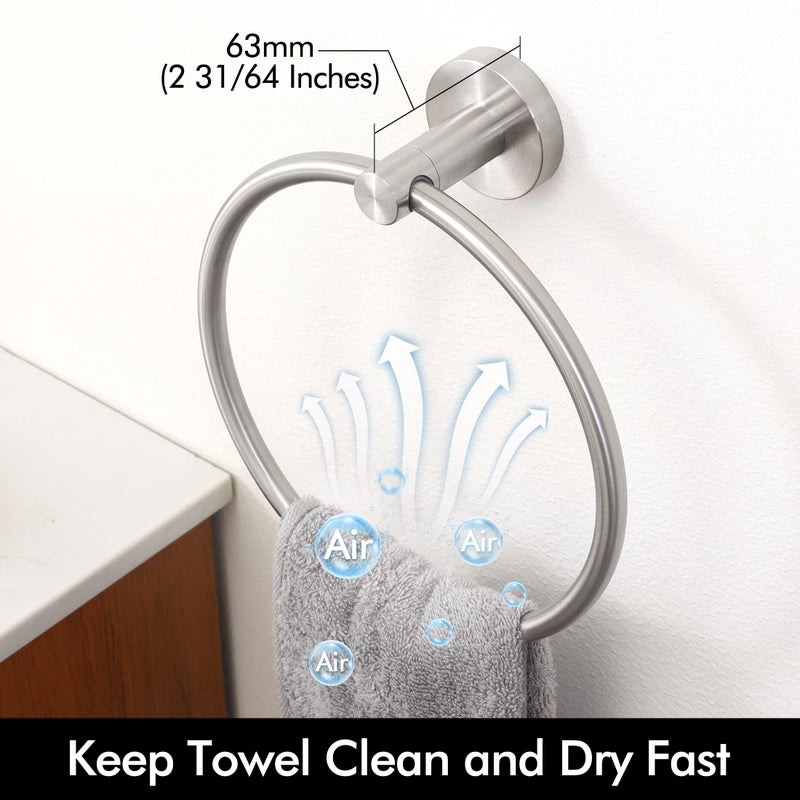 KES Towel Ring for Bathroom, Hand Towel Holder Round Towel Hanger Wall Mount SUS304 Stainless Steel Brushed Finish, A2180DG-2 - Image 4